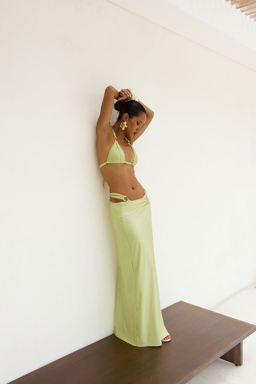 Maxi skirt in Lime